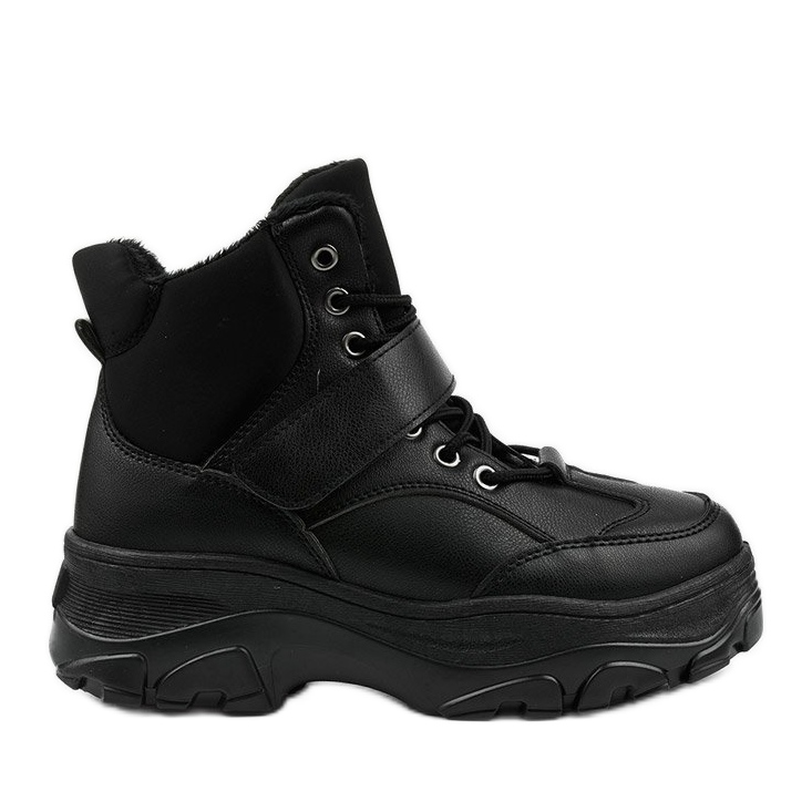 Baskets de sport à la mode noires en éco-cuir Soulsille le noir