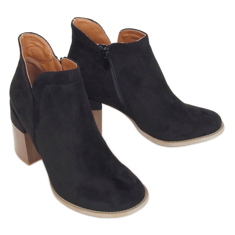 Bottines noires à talon coupé noir A5703 Noir le noir