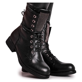 Bottes Pour Femmes Chaudes Ouvrières Avec Cubic Zirconia Noir Seven Days le noir