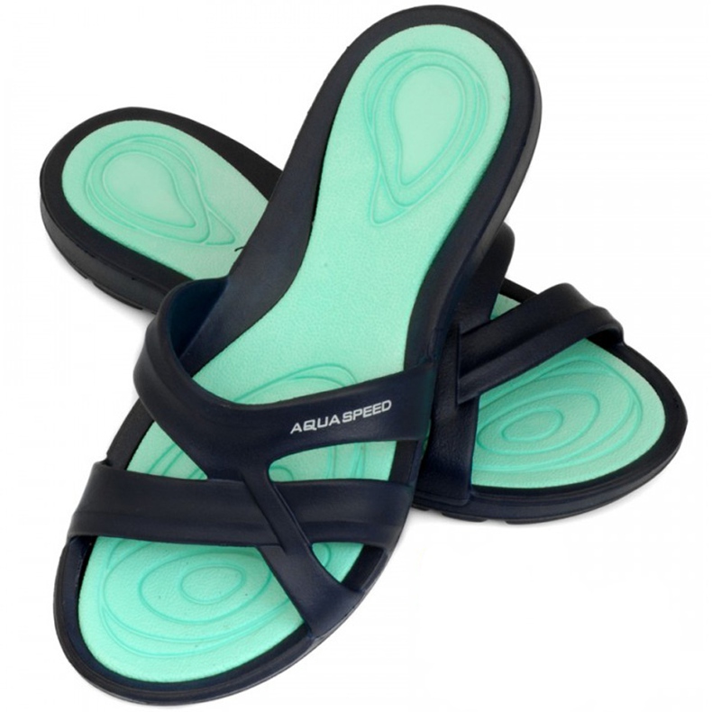 Chaussons de piscine femme Aqua-speed Panama col 10 bleu marin