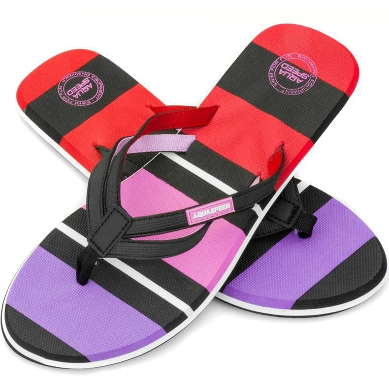 Chaussons de piscine femme Aqua-speed Marina 07 le noir rouge rose