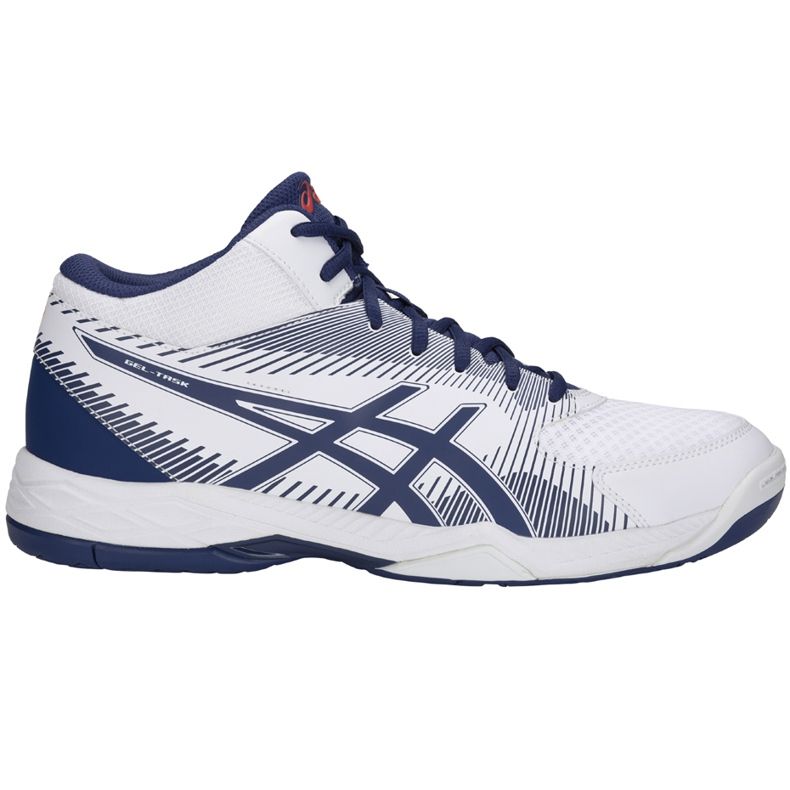 Asics Gel-Task Mt B703Y 100 chaussures de volley-ball pour hommes blanche bleu marin blanche Asics Gel-Task Mt B703Y 100 chaussures de volley-ball pour hommes blanche bleu marin blanche