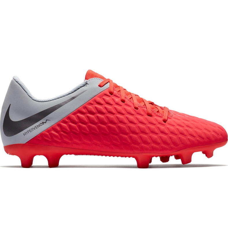 Chaussure de football Nike Hypervenom Phantom 3 Club Fg Jr AJ4146 600 multicolore rouge