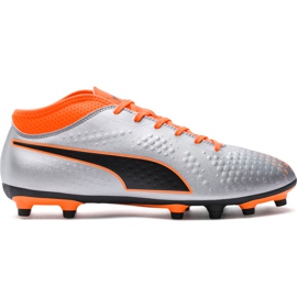 Puma One 4 Syn Fg chaussures de football gris-orange 104749 01 multicolore argent