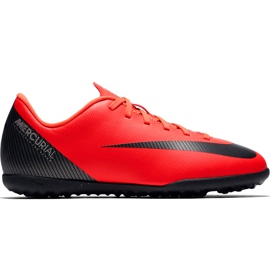 Chaussure de football Nike Mercurial Vapor X 12 Club Gs CR7 Tf Jr AJ3106 600 multicolore rouge