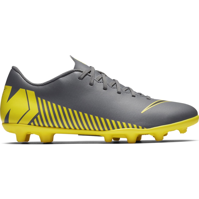 Chaussures de football Nike Mercurial Vapor 12 Club Mg AH7378 070 gris, jaune gris