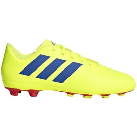Chaussures de football adidas Nemeziz 18.4 FxG Jr jaune bleu CM8509 multicolore