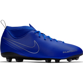 Nike Phantom Vsn Club Df Fg Mg Jr AO3288 400 chaussures de football bleu multicolore
