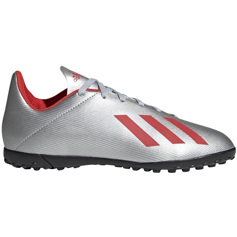 Chaussures de football adidas X 19.4 Tf Jr argent F35348 rouge