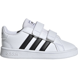 Chaussures pour enfants adidas Grand Court I blanc et noir EF0118 blanche