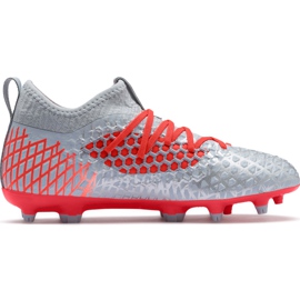 Chaussures de football Puma Future 4.3 Netfit Fg Ag Junior argent-rouge 105693 01 multicolore gris
