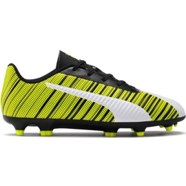 Chaussures de football Puma One 5.4 Fg Ag Junior jaune-blanc-noir 105660 03 multicolore