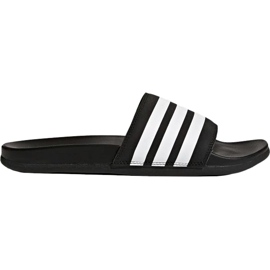 Chaussons Adidas Adilette Cloudfoam Plus Stripes noir AP9971 blanche le noir