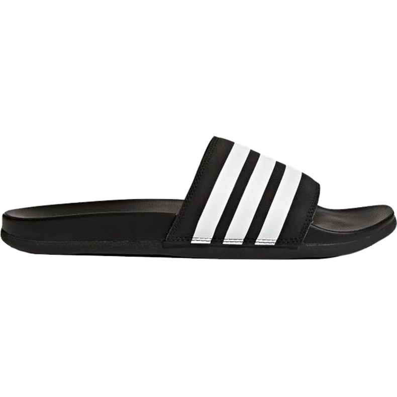 Chaussons Adidas Adilette Cloudfoam Plus Stripes noir AP9971 blanche le noir