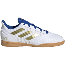 Chaussures de football adidas Predator 19.4 In Sala Junior blanc et bleu EG2829