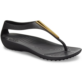Sandales pour femmes Crocs Serena Metallic Bar Fp W noir et or 206420 751 doré