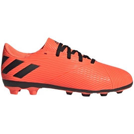 Adidas Nemeziz 19.4 FxG Jr orange EH0507 chaussures de football orange, noir Adidas Nemeziz 19.4 FxG Jr orange EH0507 chaussures de football orange, noir