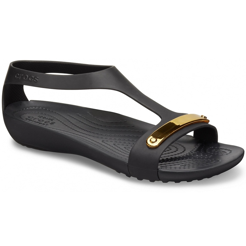 Sandales pour femmes Crocs Serena Metallic Bar Sdl W noir-or 206421 751 le noir le noir