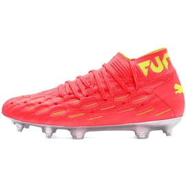 Puma Future 5.1 Netfit Osg Fg Ag Junior 105946 01 chaussures de football pour enfants jaune rouge