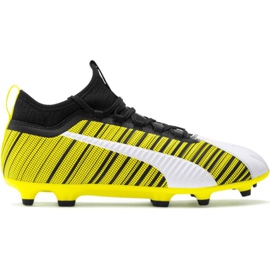 Puma One 5.3 Fg Ag chaussures de football jaune-blanc-noir 105604 03