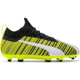 Puma One 5.3 Fg Ag Junior chaussures de football jaune-noir-blanc 105657 03 jaune, blanc, noir