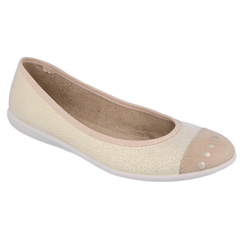 Ballerinas de jeunesse Befado 309Q016 avec des strass beige