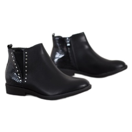 Small Swan Bottines noires à imprimé serpent le noir
