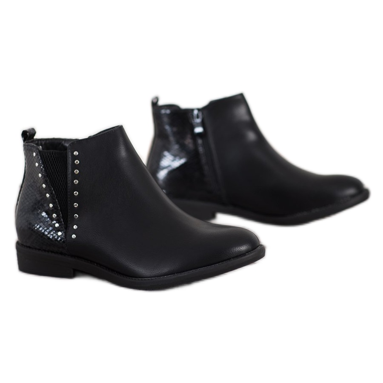 Small Swan Bottines noires à imprimé serpent le noir