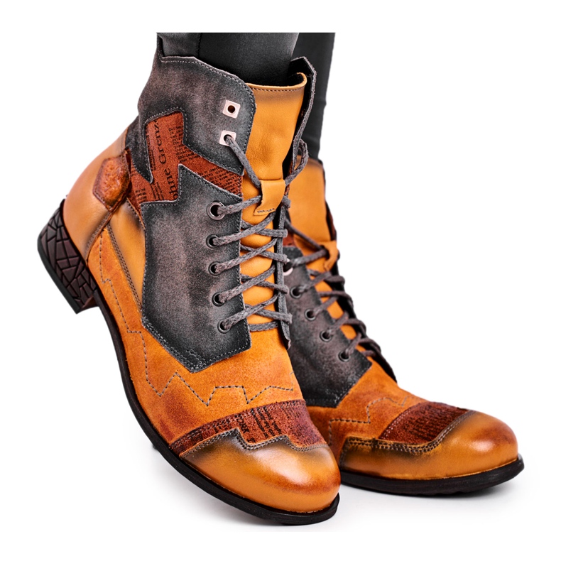 Bottes Femme Cuir Bottes Chaudes Maciejka Jaune 04625-07 brun