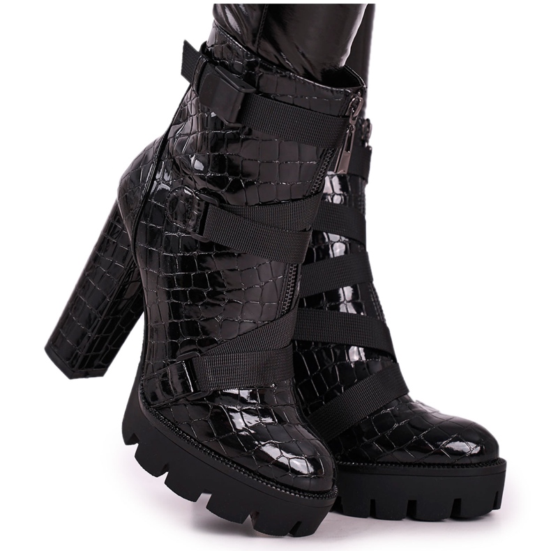 FE1 Bottines Femme à talon haut Noir Hortego le noir