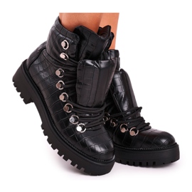 BUGO Bottines plates femme à languette Noir Passa