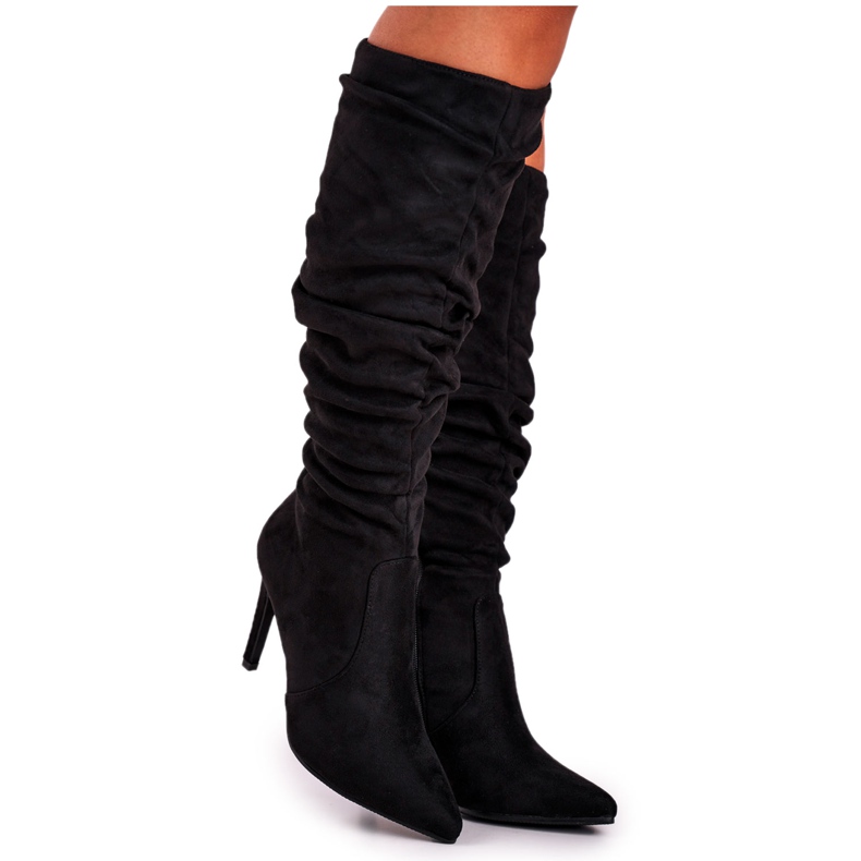 PS1 Bottines Femme À Talons Hauts En Daim Noir Dynamic le noir