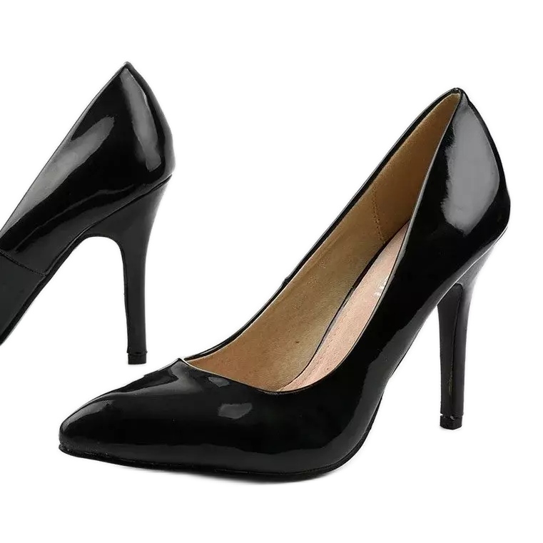 Escarpins noirs sur le talon LEI-02 le noir