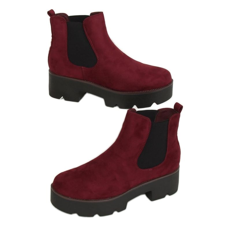 Bottines Chelsea à semelles hautes 8B987 Wine rouge Bottines Chelsea à semelles hautes 8B987 Wine rouge