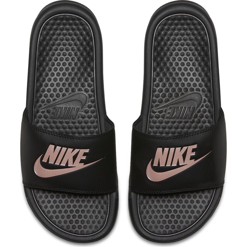 Claquettes Nike Benassi Just Do It 343881 007 pour femmes le noir rose