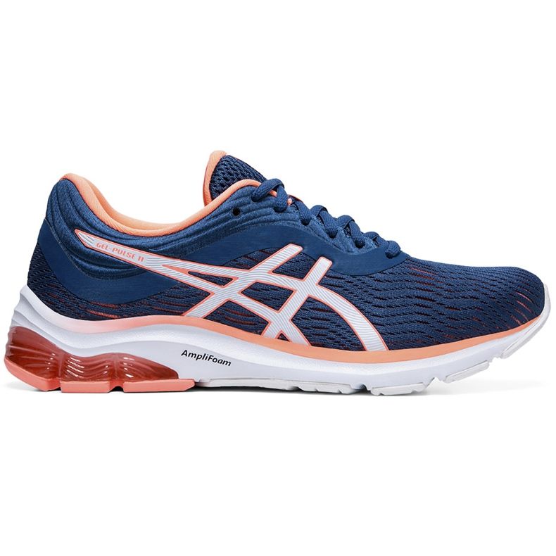 Chaussures running femme Asics Gel-Pulse bleu marine-pêche 1012A467 401 orange