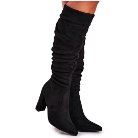 SEA Bottes pour femmes à talon en daim noir Cromes