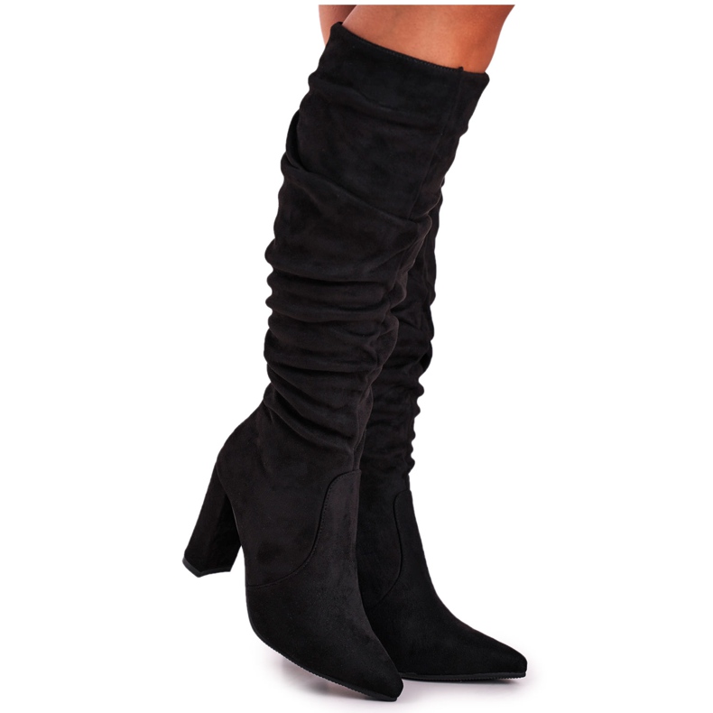 PS1 Bottines Femme à Talon Daim Noir Cromes le noir