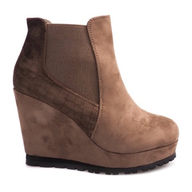 Bottes compensées en daim 7-GK7851B brun