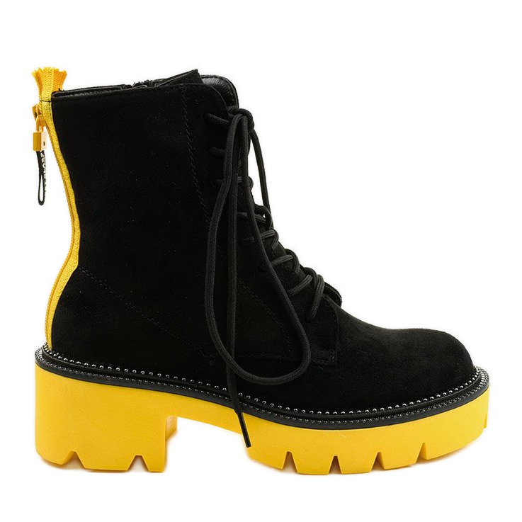 Bottines à lacets Centrifuge en daim noir le noir jaune