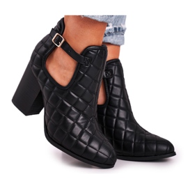 FB1 Bottines Femme À Talon Matelassé Avec Découpes Black Dreams noir