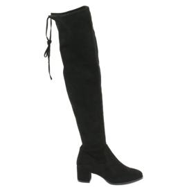 Bottines longues femme lycra daim Sergio Leone KZ281 le noir