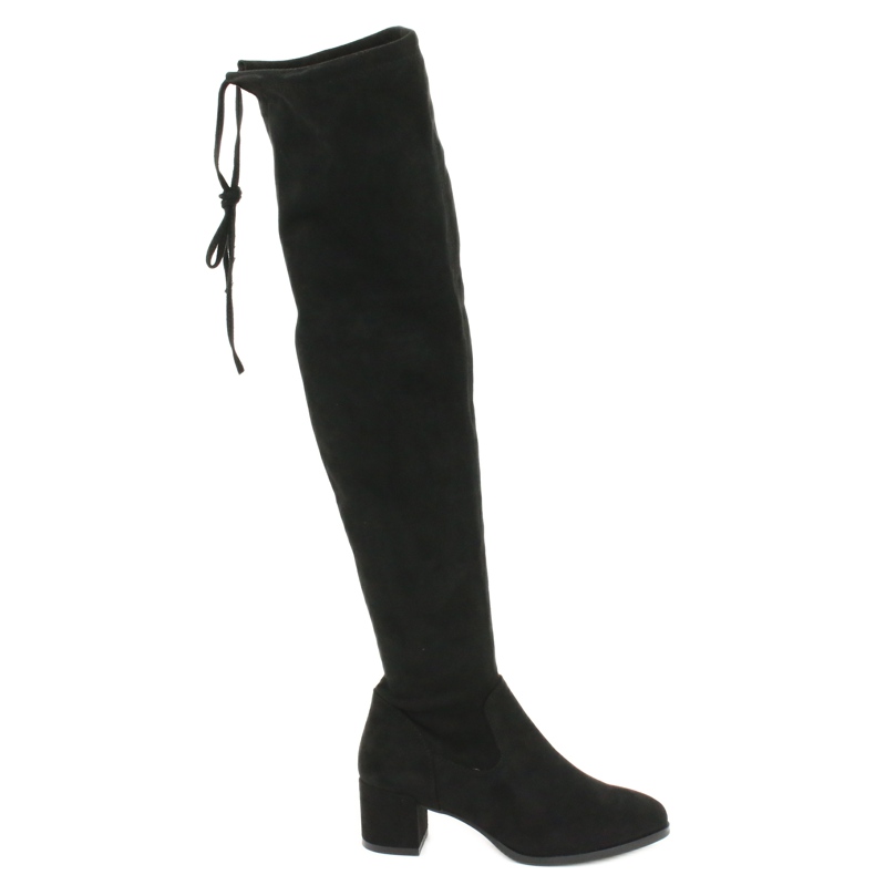 Bottines longues femme lycra daim Sergio Leone KZ281 le noir