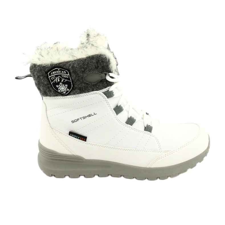 Bottes de neige softshell avec membrane American Club SN26 / 20 blanc blanche gris