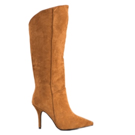 Seastar Bottes en daim sur un talon haut beige brun