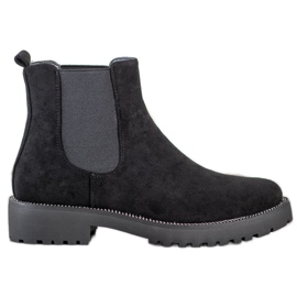 Bello Star Bottines Chelsea en daim le noir