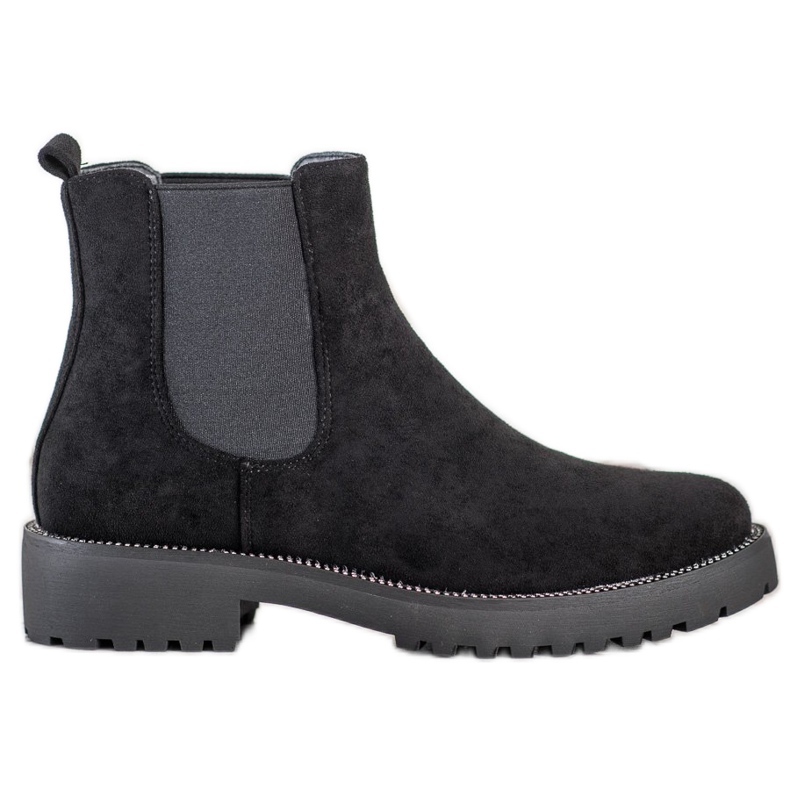 Bello Star Bottines Chelsea en daim le noir
