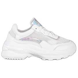 SHELOVET Baskets blanches à la mode argent