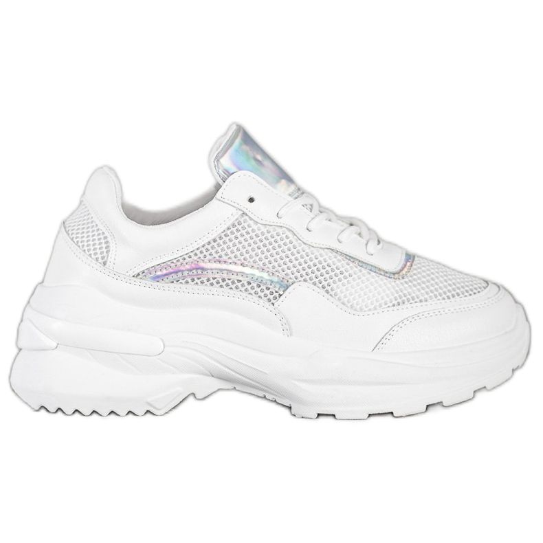 SHELOVET Baskets blanches à la mode argent