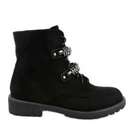 Bottines noires à rayures décoratives Ginoraya le noir